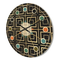 Designart 'מתכתית מוזהבת גיאומטריה מוזהבת xii xii' שעון קיר עץ מודרני של אמצע המאה