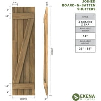 עבודת טחנה של Ekena 14 W 64 H Amerraft ארבע לוח חיצוני חיצוני עץ אמיתי הצטרף לתריסי לוח- N-Batten W Z-Bar,