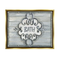 תעשיות סטופל אמבטיה לוח חרוזים אפור עם לוח גלילה אמבטיה מתכתית זהב ממוסגר אמנות קיר בד צפה, 16x20