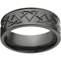 טבעת זירקוניום שחורה שטוחה עם עיצוב קלטי טחון