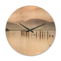 עיצוב 'לוך לומונד מזח ונוף הרים' שעון קיר עץ מודרני