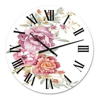 עיצוב זר 'זר של פרחים ורודים וסגולים III' שעון קיר חווה