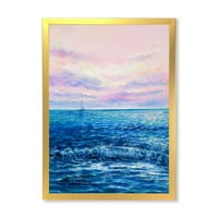 Designart 'Sunrise Glow on the Ocean Waves II' הדפס אמנות ממוסגר ימי וחוף