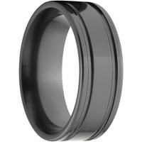 טבעת זירקוניום שחורה שטוחה עם שני חריצים וגימור מלוטש