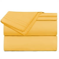 אוסף מיקרופייבר של קלרק קלארק אוסף סדין מיטות 3 קו, סדין קינג פיצול, צהוב
