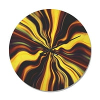 עיצוב עיצוב 'פנטזיה שחורה צהובה סגולה' שעון קיר עץ מודרני