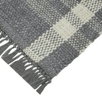 עמוד התווך ארוג שטיח מבטא נופש משובץ אפור 20 x34 - אפור לבן