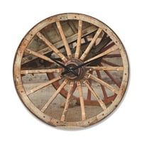עיצוב עיצוב 'גלגל עגלת עץ ספרדי' גלגל חווה שעון קיר מעץ