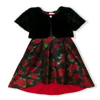 שמלת חג מולד חג המולד של בנות פלא לאומה עם גדלי כתפי פרווה של FAU 4- & Plus