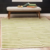 ייחודי נול מקורה מלבני פסים מסורתי שטיחים באזור ירוק, 8 ' 10 ' 0