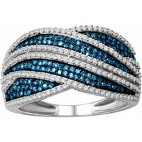 קראט T.W. יהלום כחול לבן 10KT טבעת אופנה זהב לבן