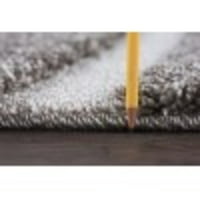 שטיח אזור עכשווי שאג פס עבה אפור, סלון שמנת קל לניקוי