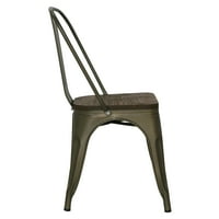 כיסא צדדי אדגמוד טראטוריה עם מושב עץ אלם בברונזה