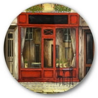 עיצוב 'חזית אדומה של חנות מקסימה ברחוב פריז I' אמנות קיר מתכתית מצרפתית - דיסק של 23