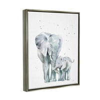 תעשיות סטופל אוהבות פיל משפחתי חיבוקים בצבעי מים גרפיקה ברק אפור אפור צפה קיר קיר דפסה ממוסגר, עיצוב מאת