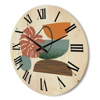 עיצוב 'מופשט' מופשט צבעוני גיאומטרי קולאז 'III' שעון קיר עץ מודרני