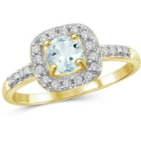 JewelersClub Carat T.G.W. Aquamarine ו- Carat T.W. יהלום לבן 14 קראט מעל טבעת כסף