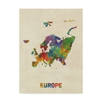 אמנות סימן מסחרי 'אירופה' אמנות קנבס בצבעי מים יבשת על ידי מייקל טומפסט