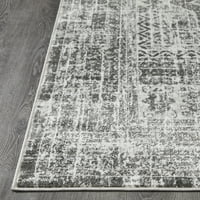 LOOMAKNOTI RHANE ABERD 2 '7' אפור אוריינטלי מקורה פוליפרופילן רץ שטיח